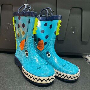 Kids Blue Dinosaur Rain Boots Size 3 NWT